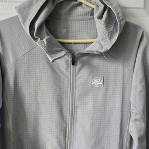 Ventures Endurance Mens Medium Gray Grid Fleece Full Zip Hoodie Skechers Run